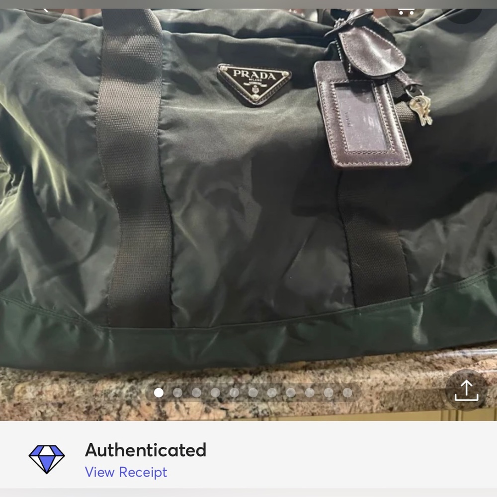 Auth. Prada Extra Large Duffle W/Luggage Tag and Prada Lock and Keys